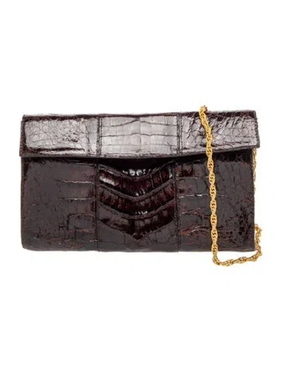 Pre-owned Nancy Gonzalez Crocodile Clutch In Brown