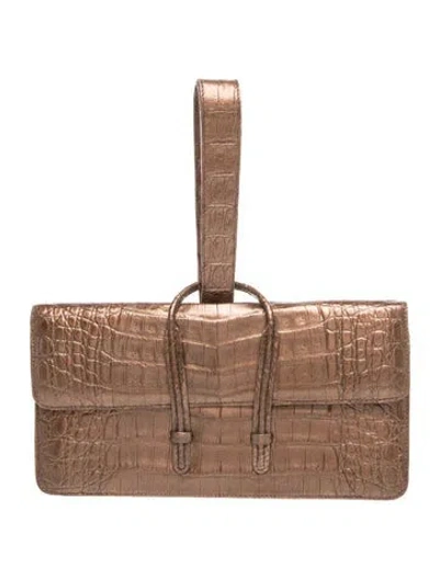 Pre-owned Nancy Gonzalez Crocodile Clutch In Brown/metallic