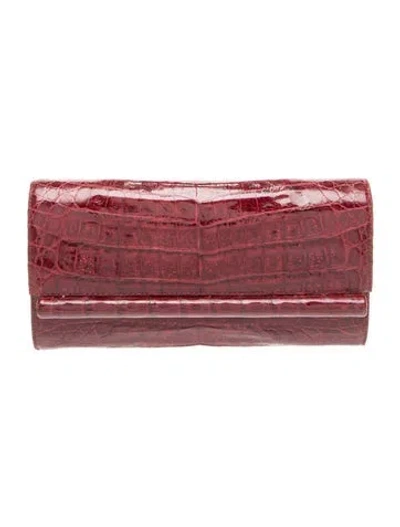 Pre-owned Nancy Gonzalez Crocodile Clutch In Burgundy