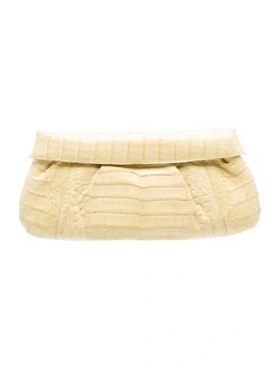 Pre-owned Nancy Gonzalez Crocodile Clutch In Gold