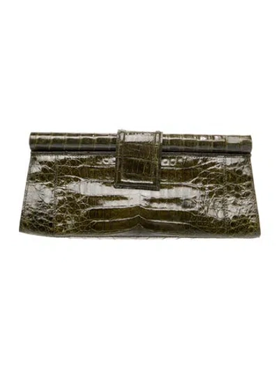 Pre-owned Nancy Gonzalez Crocodile Clutch In Green