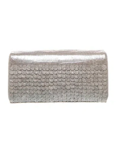 Pre-owned Nancy Gonzalez Crocodile Clutch In Grey