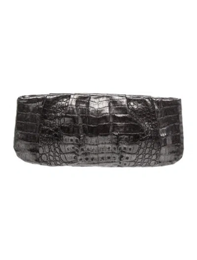 Pre-owned Nancy Gonzalez Crocodile Clutch In Grey
