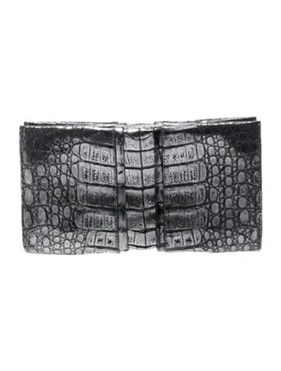 Pre-owned Nancy Gonzalez Crocodile Clutch In Grey