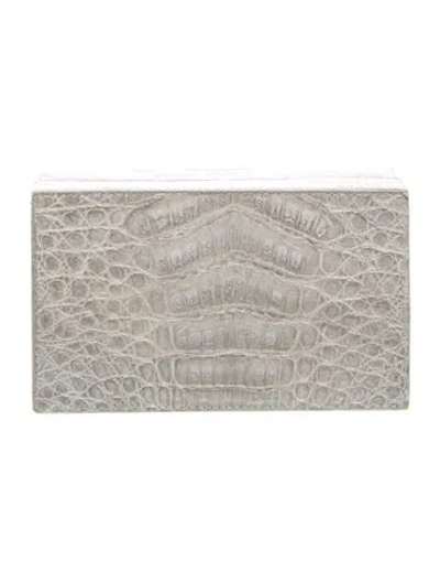 Pre-owned Nancy Gonzalez Crocodile Clutch In Grey