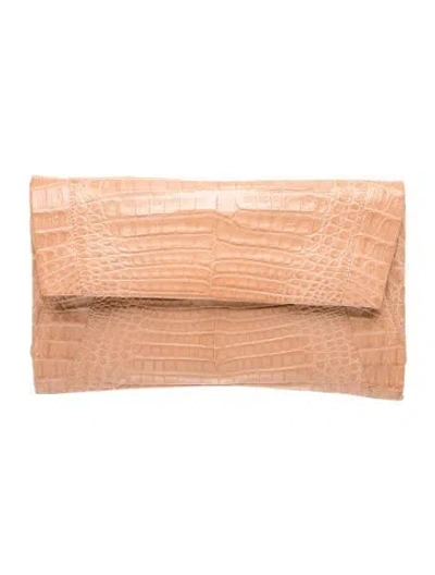 Pre-owned Nancy Gonzalez Crocodile Clutch In Neutral