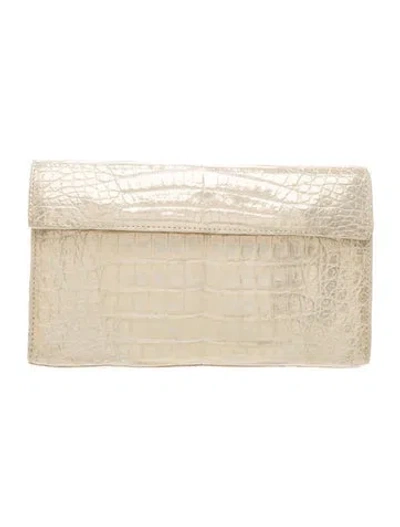 Pre-owned Nancy Gonzalez Crocodile Clutch In Neutral