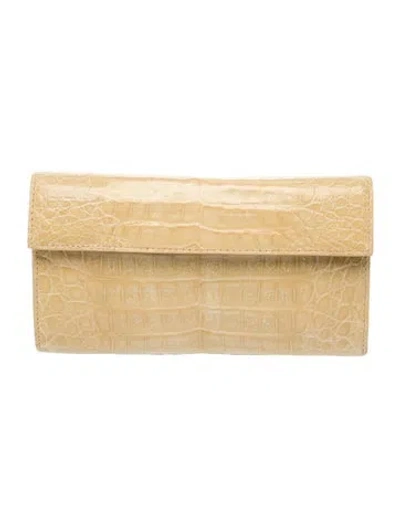 Pre-owned Nancy Gonzalez Crocodile Clutch In Neutrals