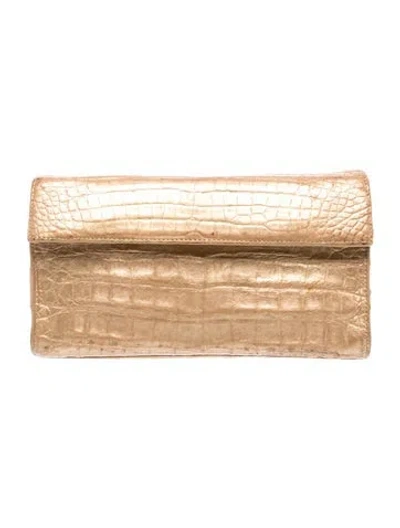 Pre-owned Nancy Gonzalez Crocodile Clutch In Neutrals