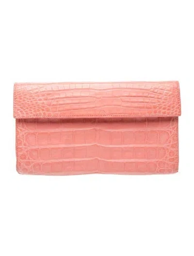 Pre-owned Nancy Gonzalez Crocodile Clutch In Orange