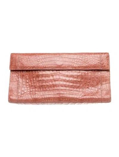 Pre-owned Nancy Gonzalez Crocodile Clutch In Orange