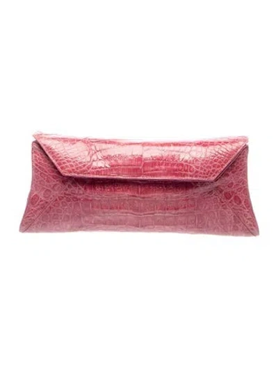 Pre-owned Nancy Gonzalez Crocodile Clutch In Pink