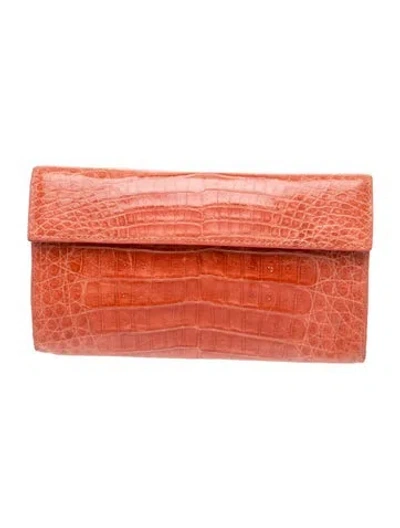 Pre-owned Nancy Gonzalez Crocodile Clutch In Pink