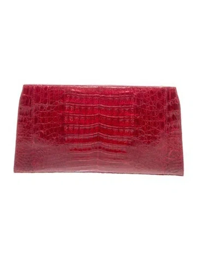 Pre-owned Nancy Gonzalez Crocodile Clutch In Red