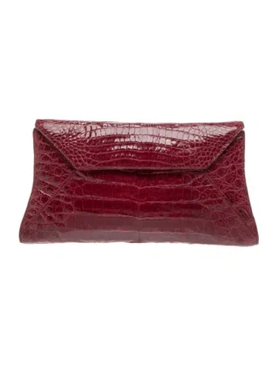 Pre-owned Nancy Gonzalez Crocodile Clutch In Red