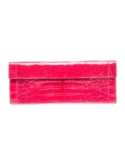Pre-owned Nancy Gonzalez Crocodile Clutch In Red