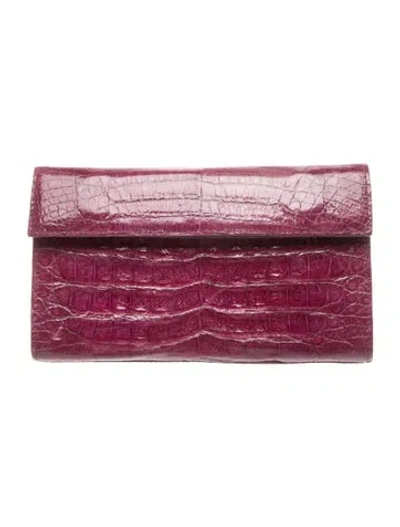 Pre-owned Nancy Gonzalez Crocodile Clutch In Red