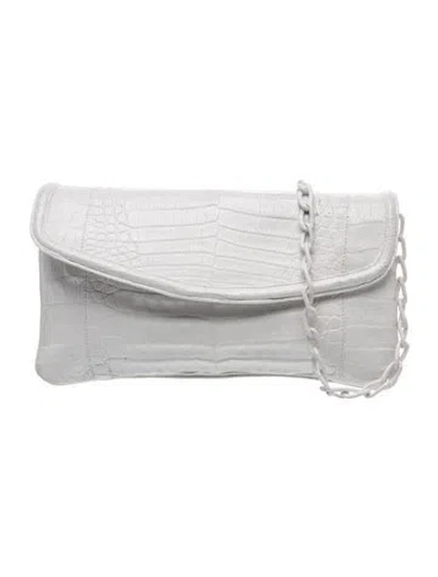 Pre-owned Nancy Gonzalez Crocodile Clutch In White