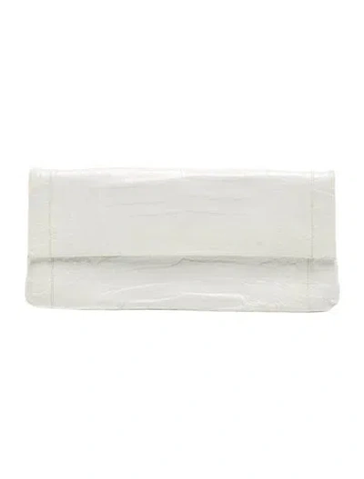 Pre-owned Nancy Gonzalez Crocodile Clutch In White