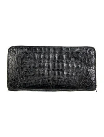 Pre-owned Nancy Gonzalez Crocodile Continental Wallet In Grey
