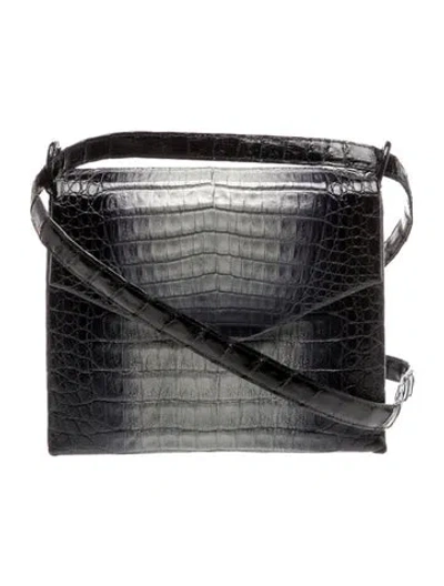 Pre-owned Nancy Gonzalez Crocodile Crossbody Bag In Black