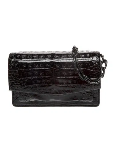 Pre-owned Nancy Gonzalez Crocodile Crossbody Bag In Black