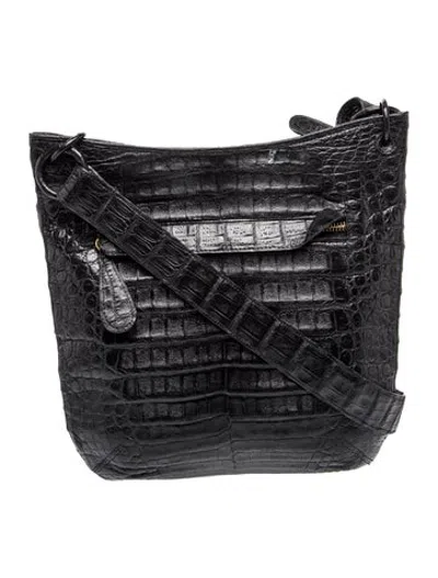 Pre-owned Nancy Gonzalez Crocodile Crossbody Bag In Black