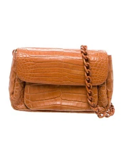 Pre-owned Nancy Gonzalez Crocodile Crossbody Bag In Brown