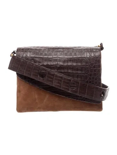 Pre-owned Nancy Gonzalez Crocodile Crossbody Bag In Brown