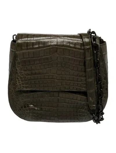 Pre-owned Nancy Gonzalez Crocodile Crossbody Bag In Green