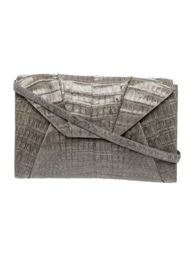 Pre-owned Nancy Gonzalez Crocodile Crossbody Bag In Grey