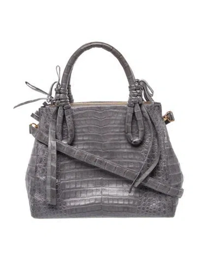 Pre-owned Nancy Gonzalez Crocodile Crossbody Bag In Grey