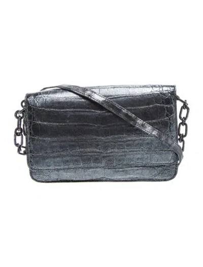 Pre-owned Nancy Gonzalez Crocodile Crossbody Bag In Grey