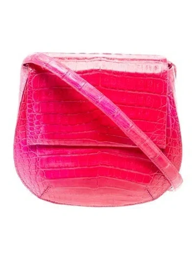 Pre-owned Nancy Gonzalez Crocodile Crossbody Bag In Red