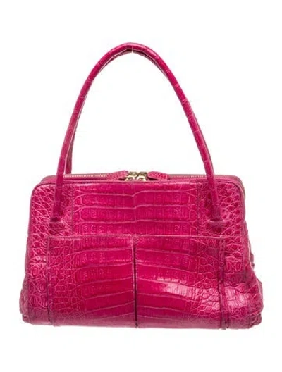 Pre-owned Nancy Gonzalez Crocodile Double-zip In Red