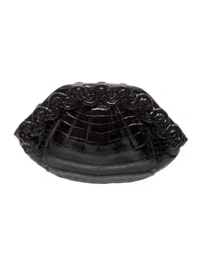 Pre-owned Nancy Gonzalez Crocodile Evening Bag In Black