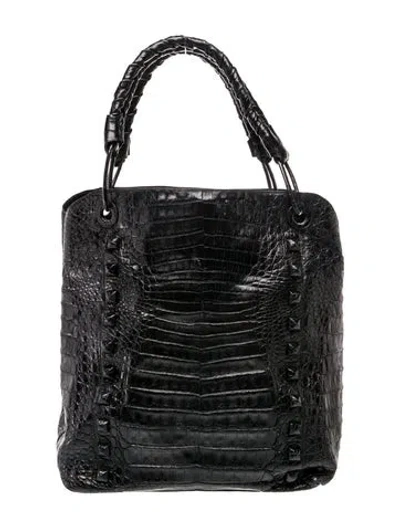 Pre-owned Nancy Gonzalez Crocodile Hobo In Black