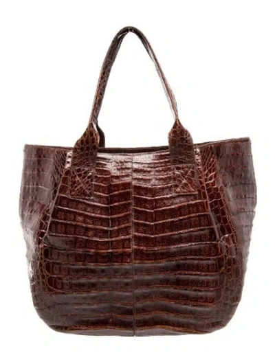 Pre-owned Nancy Gonzalez Crocodile Hobo In Brown