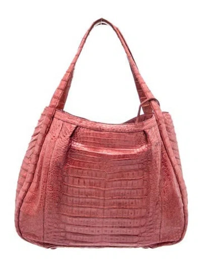 Pre-owned Nancy Gonzalez Crocodile Hobo In Pink