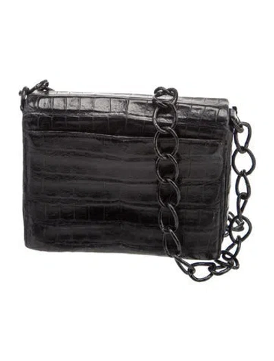 Pre-owned Nancy Gonzalez Crocodile Messenger Bag In Black