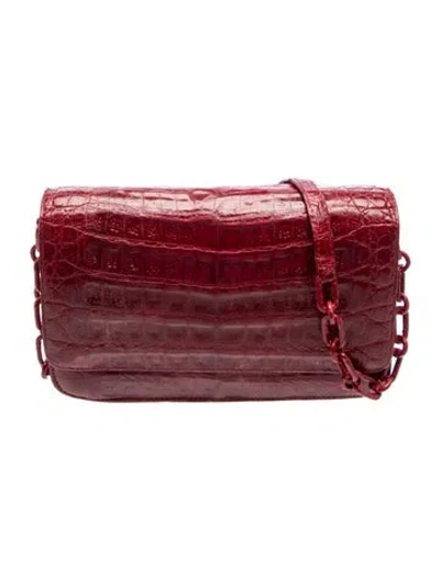 Pre-owned Nancy Gonzalez Crocodile Messenger Bag In Burgundy
