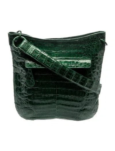 Pre-owned Nancy Gonzalez Crocodile Messenger Bag In Green
