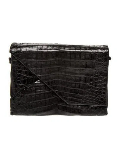 Pre-owned Nancy Gonzalez Crocodile Messenger Bag In Grey