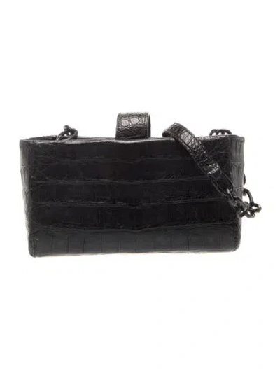 Pre-owned Nancy Gonzalez Crocodile Minaudière In Black