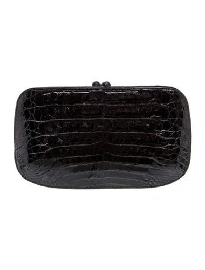 Pre-owned Nancy Gonzalez Crocodile Minaudière In Black