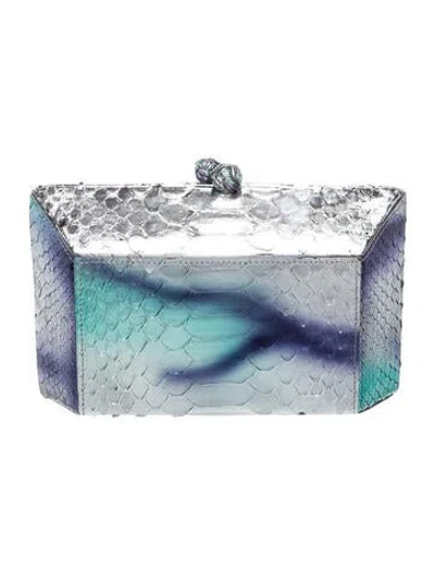 Pre-owned Nancy Gonzalez Crocodile Minaudière In Blue