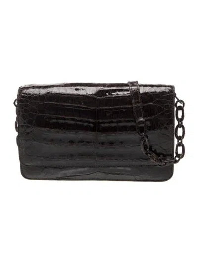 Pre-owned Nancy Gonzalez Crocodile Shoulder Bag In Black