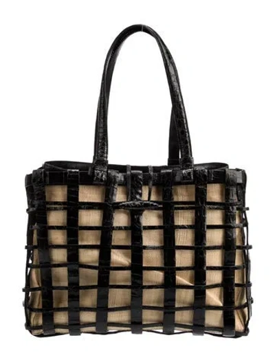 Pre-owned Nancy Gonzalez Crocodile Shoulder Bag In Black