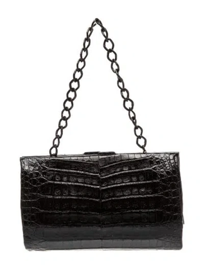 Pre-owned Nancy Gonzalez Crocodile Shoulder Bag In Black