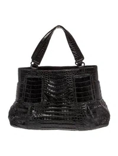 Pre-owned Nancy Gonzalez Crocodile Shoulder Bag In Black